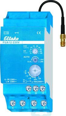 Eltako Funk-Universal-Aktor mit austauschbarer Antenne. Stromstoß-Schaltrelais mit 1 Wechsler potentialfrei 10A/250V AC