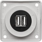 Berker USB-Ladesteckdose 12V zweifach polarwei-gl., Einsatz schwarz