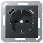 Jung A1520-15CAANM SCHUKO-Steckdose mit USB