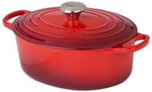 Le Creuset Signature Brter oval 40 cm kirschrot, Emaille hell