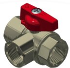 3 Wege Aluminium-Absperrhahn, 3/8" Innengewinde, mit kurzem Griff