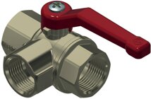 3 Wege Aluminium-Absperrhahn, 1/2" Innengewinde, mit langem Griff